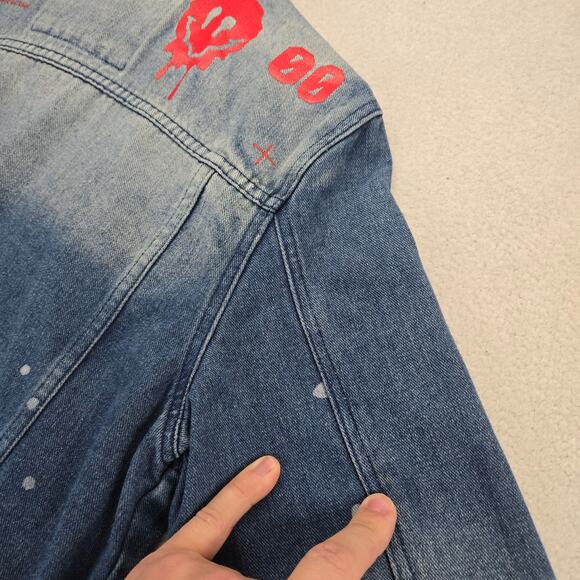 REASON Jean Jacket Mens Small Blue Hand Crafted Denim Button Up Cotton Pockets - Picture 13 of 14